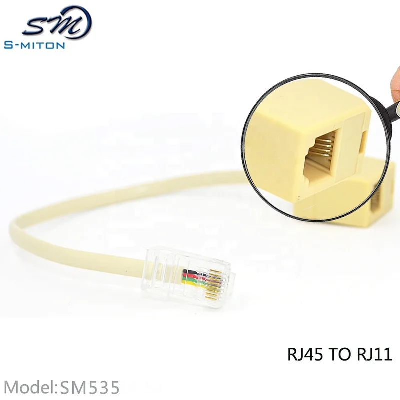 8P4C Male to 6P4C Female Extension RJ45 to RJ11 Adapter Cable
