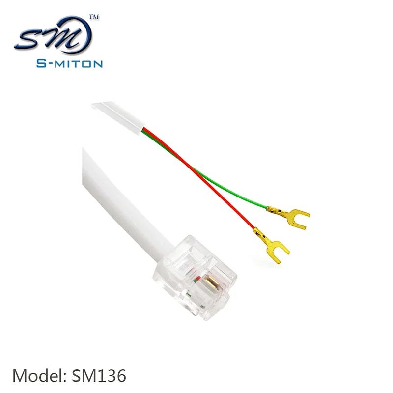 Customized RJ11 Cable 6P2C Plug to Y Terminal Cable