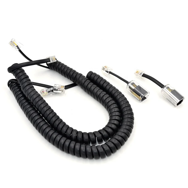RJ9 4P4C Telephone spiral cable with untangler