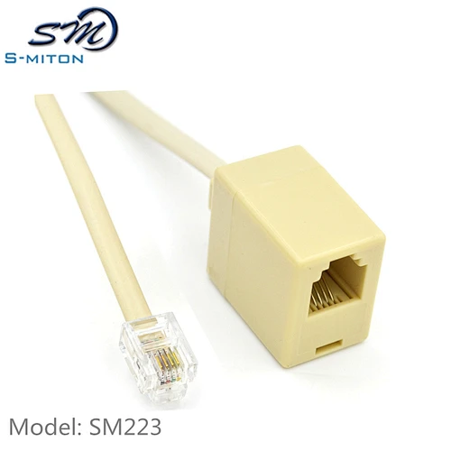 Male to Female 4 Core Extension RJ11 Converter Cable