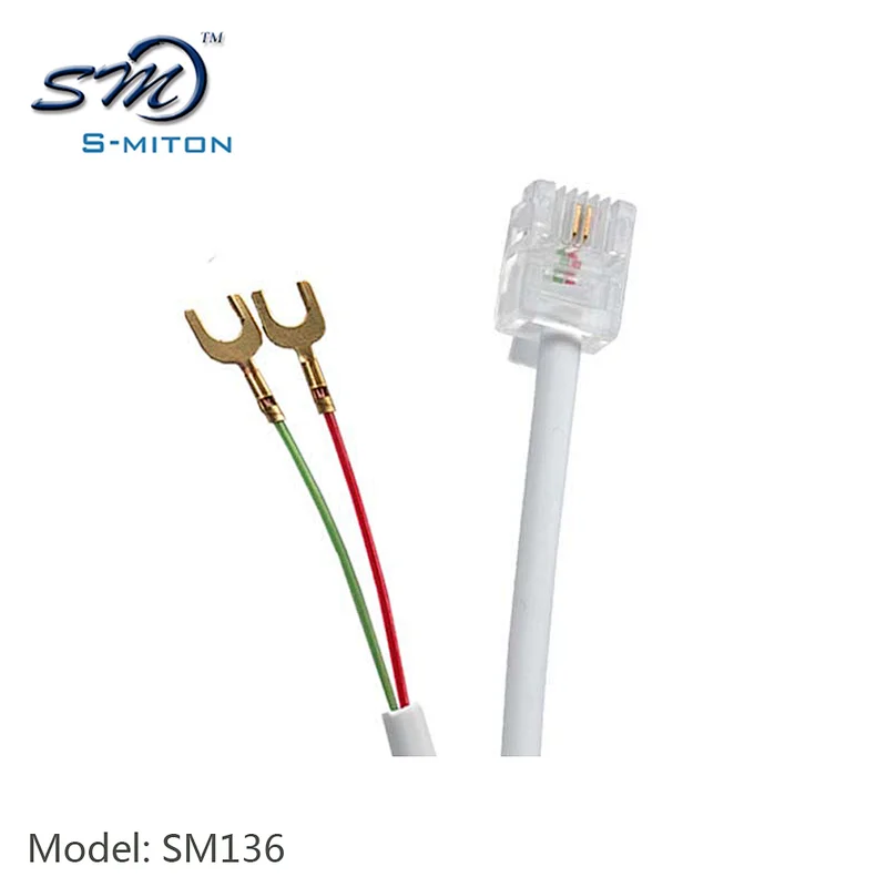 Customized RJ11 Cable 6P2C Plug to Y Terminal Cable