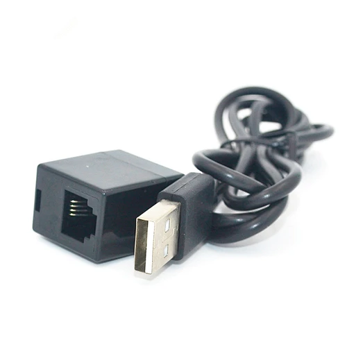 Black Telephone 4 Core RJ11 to USB Adapter Cable
