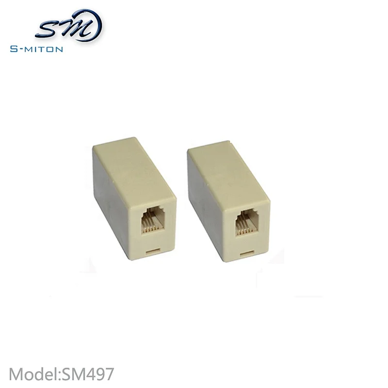 Ivory Color 4 Pin 4 Core Adapter RJ9 Inline Coupler