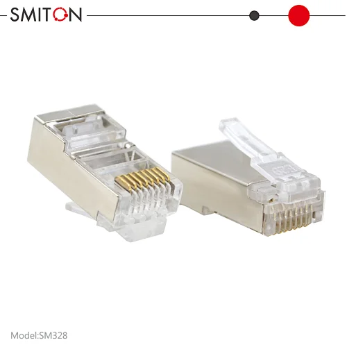 Shielded RJ45  CAT6 Crimp Connector 8P8C STP Gold Plated Ethernet Network Cable Plug