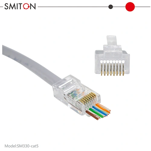 SMITON RJ45 Cat6 Pass Through Connectors End Pass Through 8P8C UTP Ethernet Network Plug
