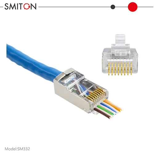 Shielded RJ45  CAT6 Pass Through Connector 8P8C STP Gold Plated Ethernet Network Cable Plug