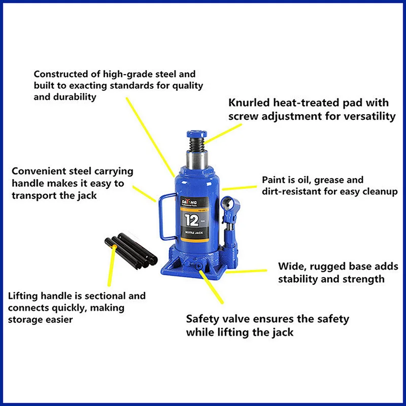 Low Profile Heavy Duty 50 Ton Hydraulic Bottle Jack with CE GS Auto Tools
