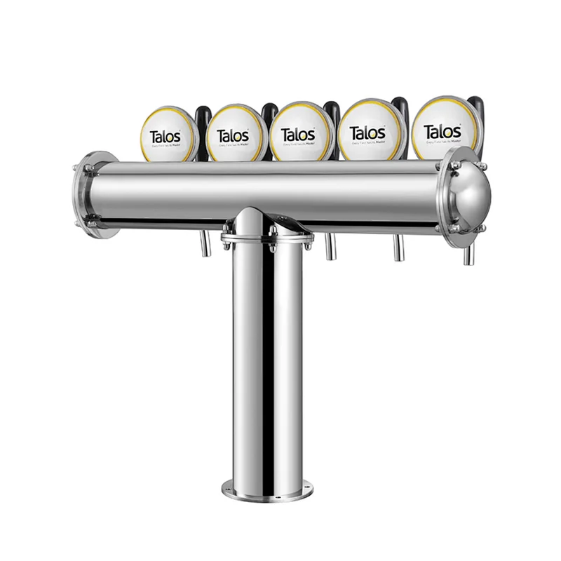 TALOS T Tower Stainless Steel 5 Tap Tower 85mm Beer Dispensing Equipment Draft Beer Tower (Polished)