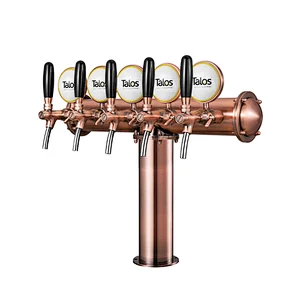 TALOS T Tower Stainless Steel 5 Tap Tower 85mm Beer Dispensing Equipment Draft Beer Font Tower (Red Bronze)