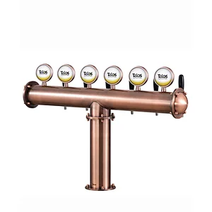 TALOS T Tower Stainless Steel 6 Tap Tower 102mm Beer Dispensing Equipment Draft Beer Tower (Red Bronze, LED)