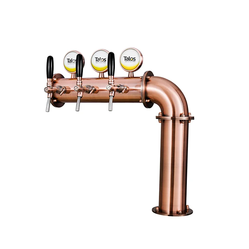 TALOS L Tower Stainless Steel 3 Tap Tower 102mm Beer Dispensing Equipment Draft Beer Tower (LED,Red Bronze)