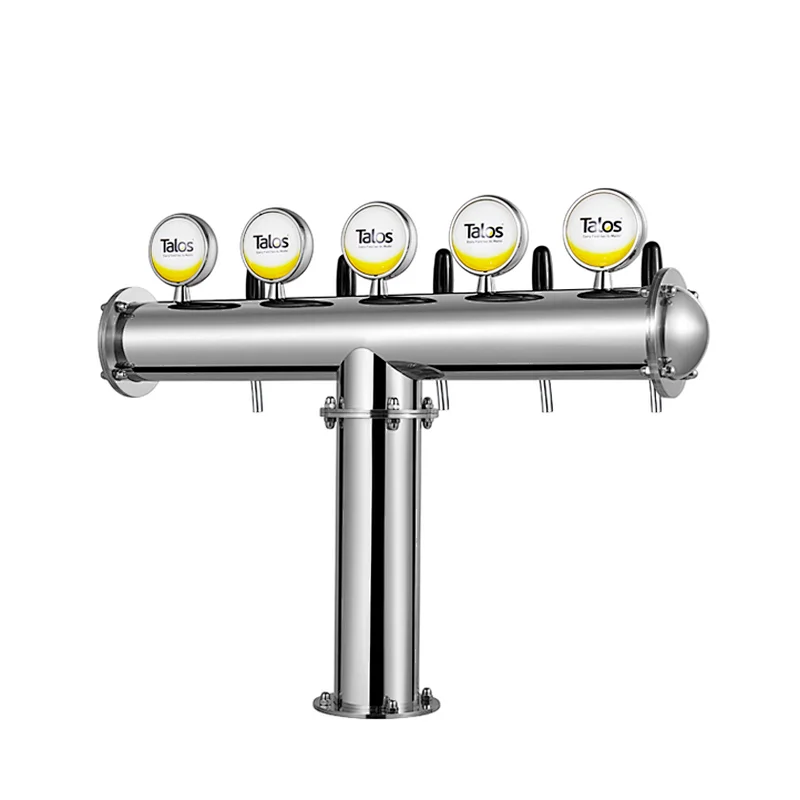 TALOS T Tower Stainless Steel 5 Tap Tower 102mm Beer Dispensing Equipment Draft Beer Tower (Silver, LED)