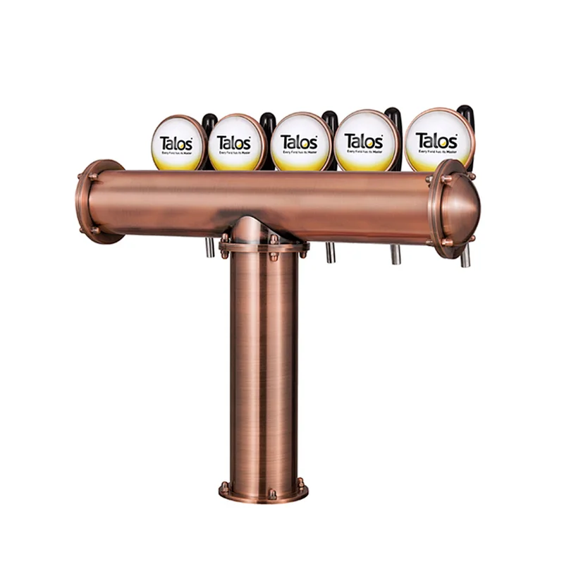 TALOS T Tower Stainless Steel 5 Tap Tower 85mm Beer Dispensing Equipment Draft Beer Font Tower (Red Bronze)