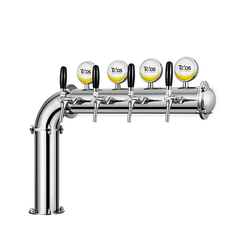 TALOS L Tower Stainless Steel 4 Tap Tower 102mm Beer Dispensing Equipment Draft Beer Tower (LED,Polished)