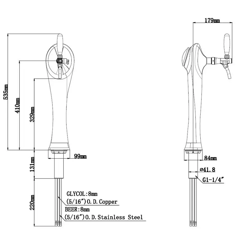 TALOS World Cup Tap Tower  1-way Dispensing Tower Draft Beer Tower