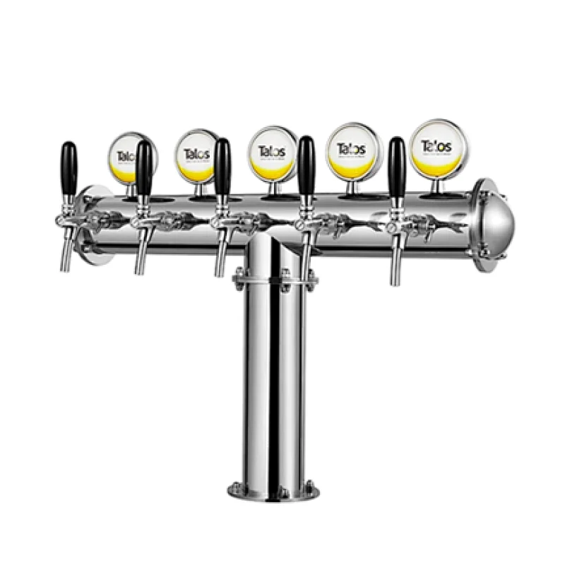 TALOS T Tower Stainless Steel 5 Tap Tower 102mm Beer Dispensing Equipment Draft Beer Tower (Polished)