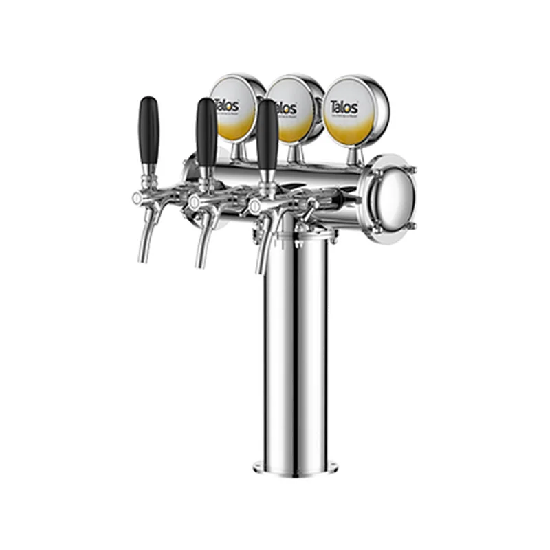 TALOS T Tower Stainless Steel 3 Tap Tower 85mm Beer Dispensing Equipment Draft Beer Tower (Polished)