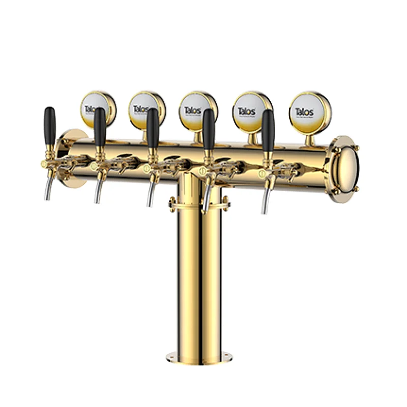 TALOS T Tower Stainless Steel 5 Tap Tower 102mm Beer Dispensing Equipment Draft Beer Tower (Polished)