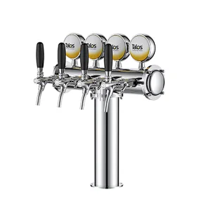 TALOS T Tower Stainless Steel 4 Tap Tower 85mm Beer Dispensing Equipment Draft Beer Tower (Polished)