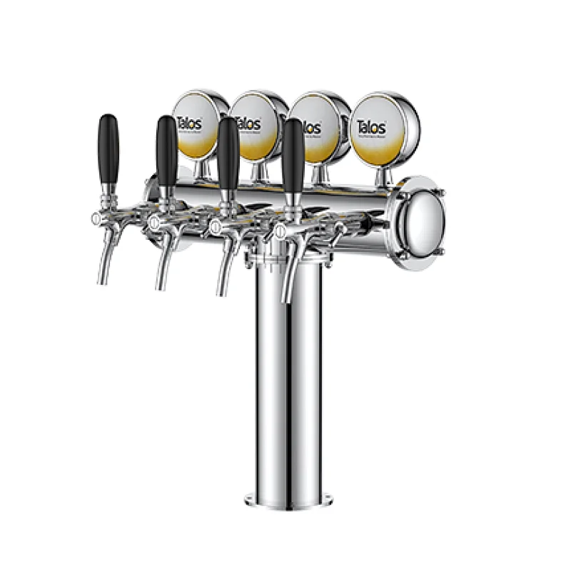 TALOS T Tower Stainless Steel 4 Tap Tower 85mm Beer Dispensing Equipment Draft Beer Tower (Polished)