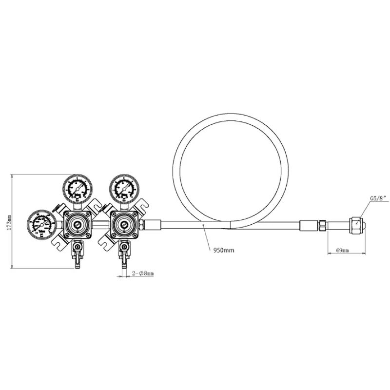 Talos 2-product Premium CO2 Beer Regulator with High Pressure Hose