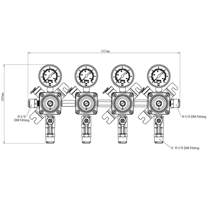 Talos 4-product fittings Secondary CO2 Gas Regulator