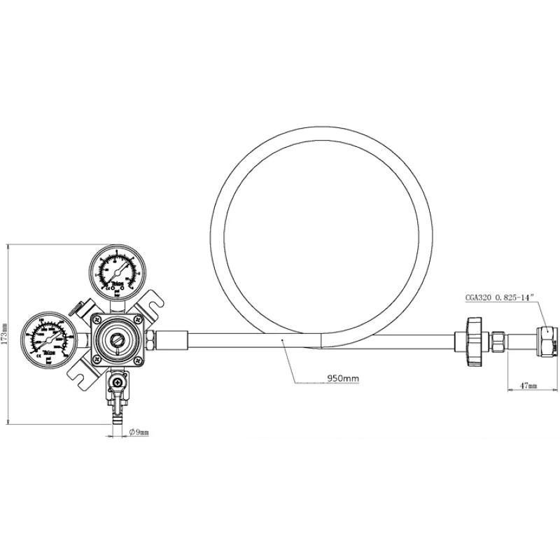 Talos Premium CO2 Beer Regulator with High Pressure Hose