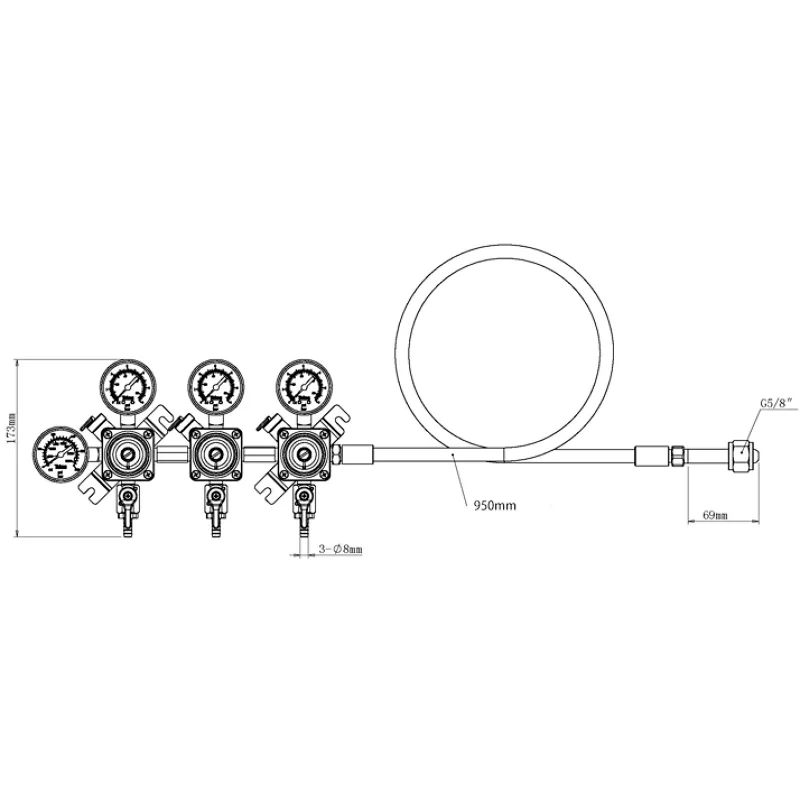 Talos 3-product Premium CO2 Beer Regulator with high pressure hose