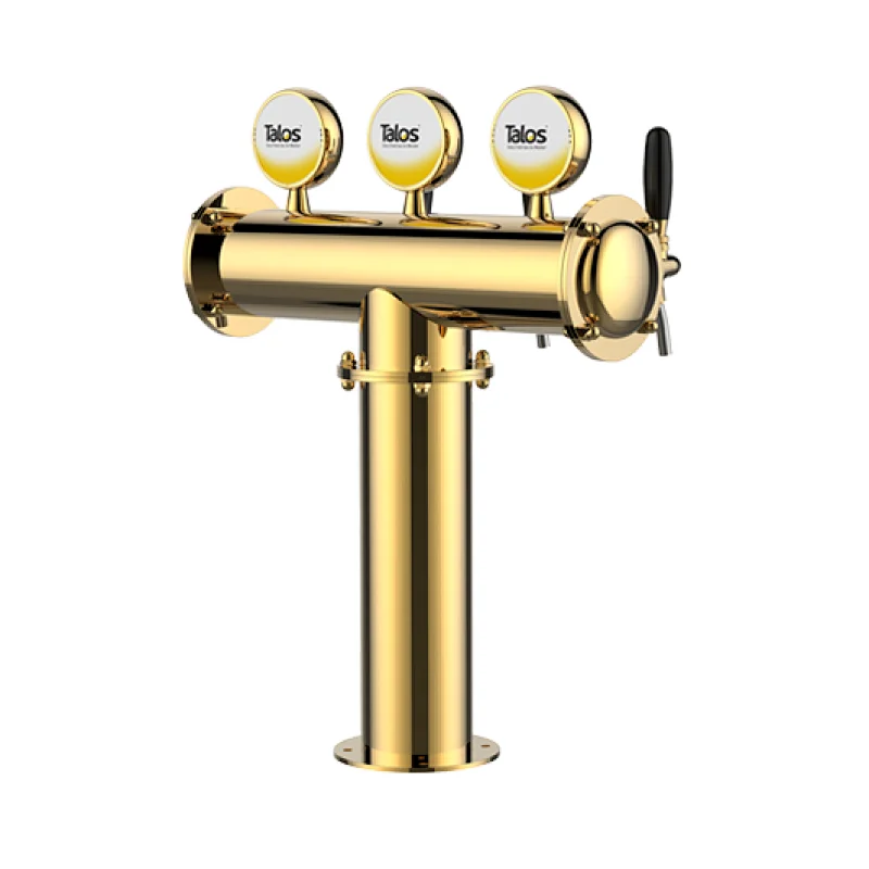 TALOS T Tower Stainless Steel 3 Tap Tower 102mm Beer Dispensing Equipment Draft Beer Tower (PVD, LED)