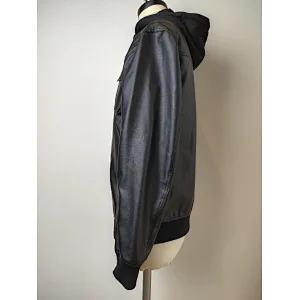 Hot sale men black PU leather jacket