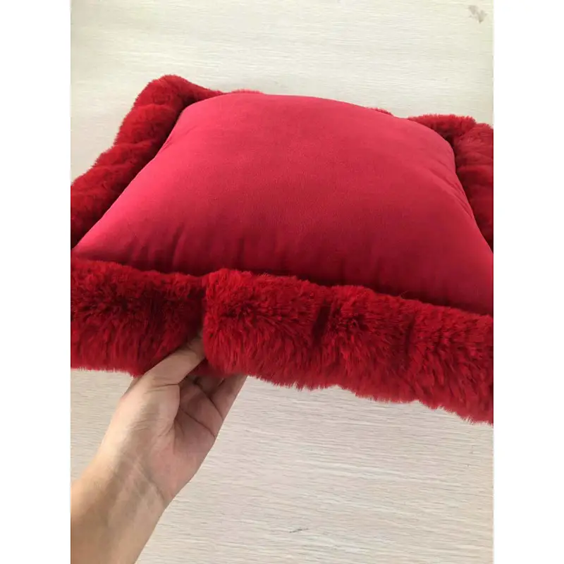 Rabbit fur padded cushion