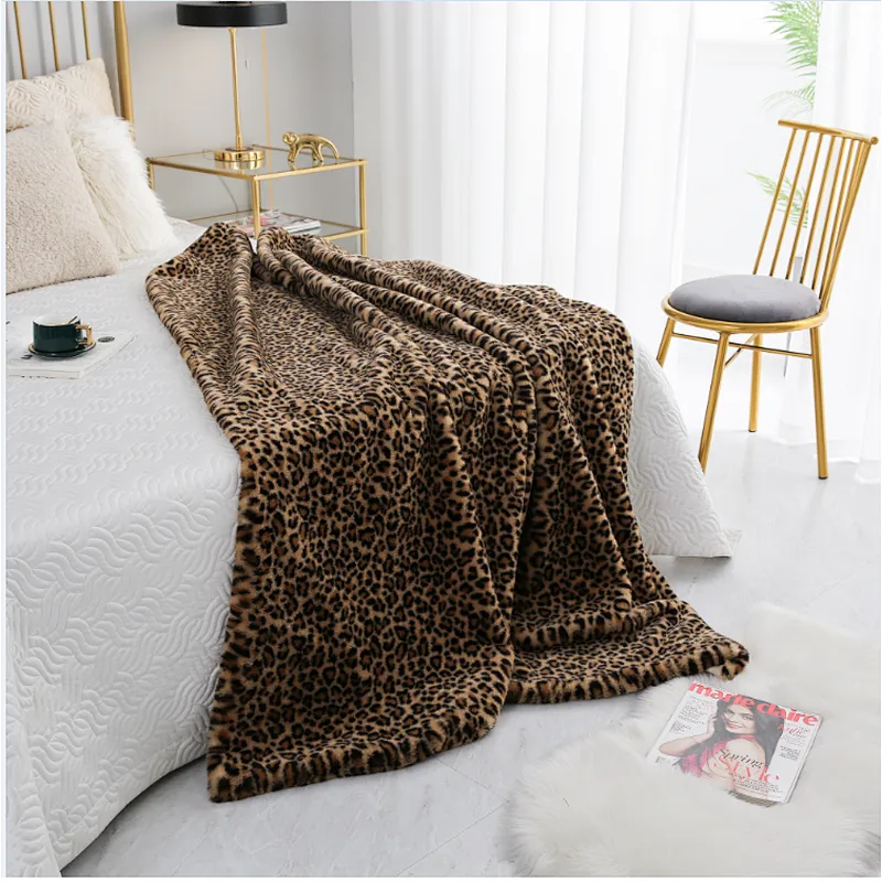 Leopard print soft blanket