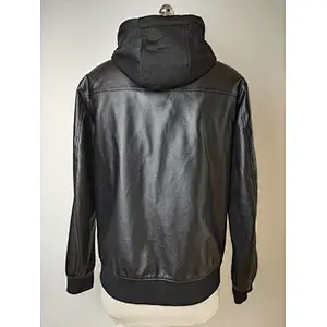 Hot sale men black PU leather jacket