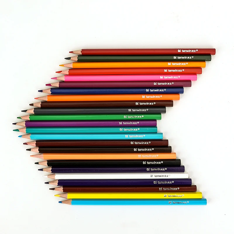 Tenwin 4231 China Manufacturer Custom Logo Printed Barrel Artist 24 Color Pencils For Painting