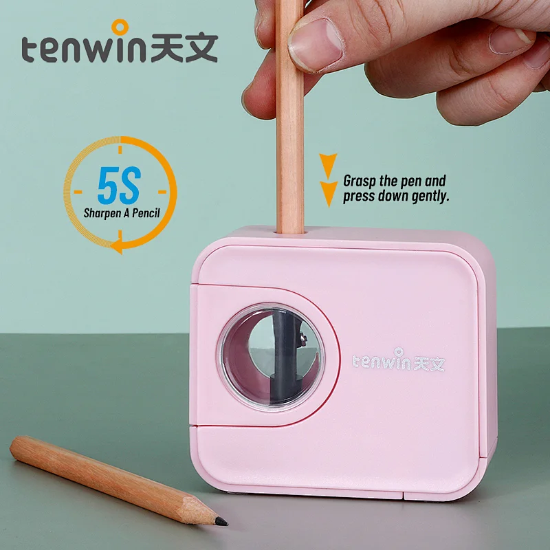 Tenwin 8033 Lovely Camera Shape Battery Operated Pencil Sharpener Metal For Kids