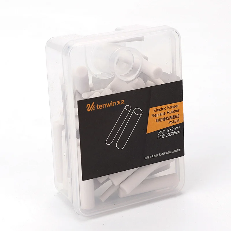 Tenwin 8313 Rubber Eraser Refills In Size d5 x 2.5mm And d2.3x25mm For Electric Battery Eraser Model In Artist School