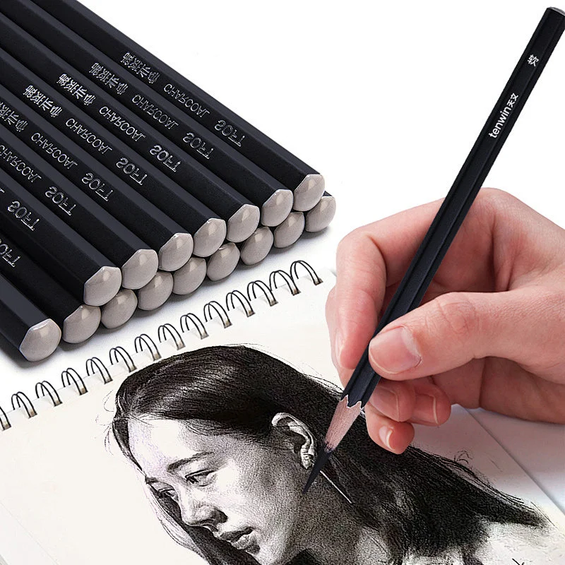 Tenwin 5550 Good Quality Best Selling Charcoal Sketch Pencil Set For Kids With Factory Price