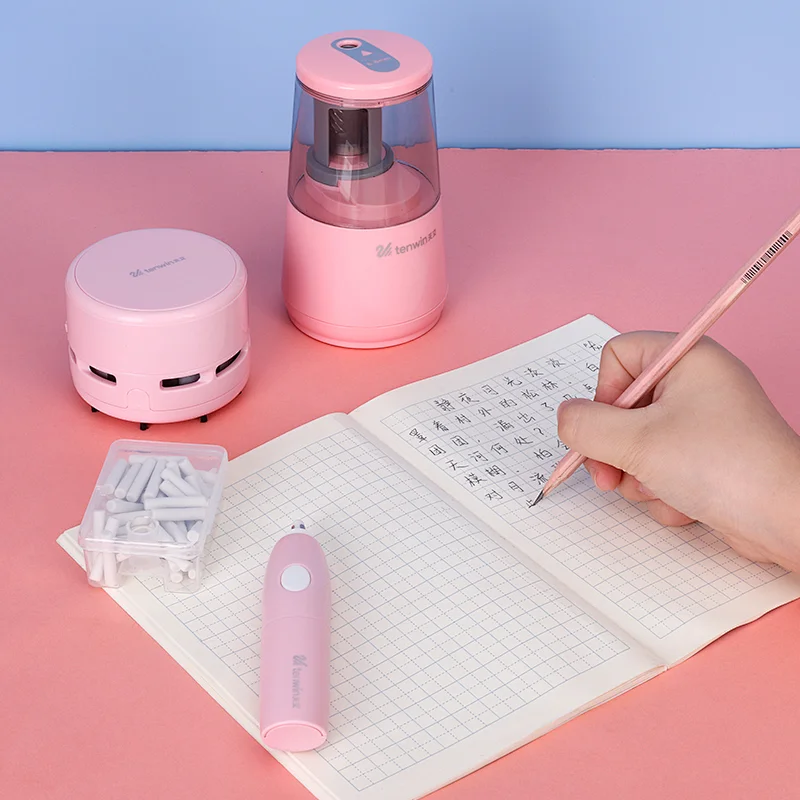 Tenwin 8082 Factory Direct High Quality Back To School Gift Electric Pencil Sharpener Boxed Stationery School Gift Set