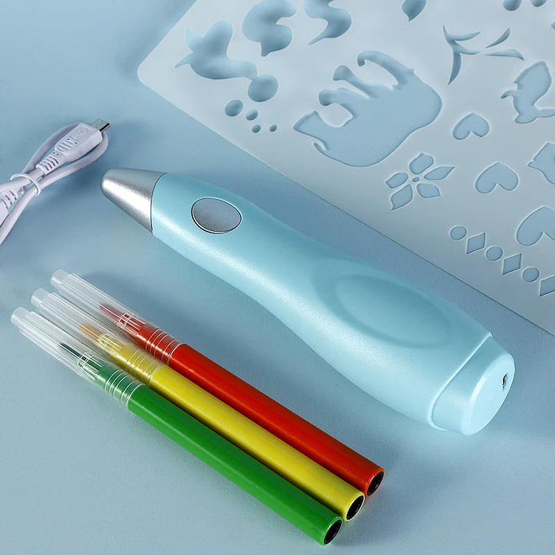 Tenwin 8084 Children Watercolor Painting Airbrush Pen Sprayer Colored Drawing Markers For Kids With 12 Classic Watercolor Pens