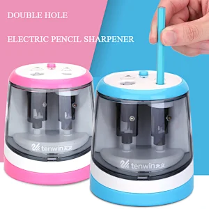 Tenwin 8016 Double Hole Portable Plastic Electric Operated Pencil Sharpener For School Students