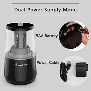 Tenwin 8008 Electric Pencil Sharpener Heavy-Duty Helical Steel Blade Sharpen Usb Or Ac Or Battery Operated Gifts For Kids