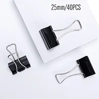 Tenwin 1334 Good Quality Binder Factory Wholesale Paper Metal Black Folder 25mm Less Effort Binder Clips