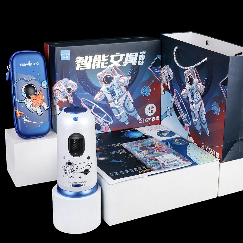 Tenwin 6803 Space Station Automatic USB Electric Pencil Sharpener School Supplies Stationery Set for Kids