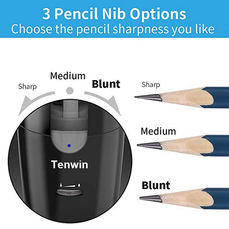 Tenwin 8028 Usb Rechargeable Jumbo Hole For Pencil Size In d8-12mm Fast Sharpening Knife Electric Pencil Sharpener In Office