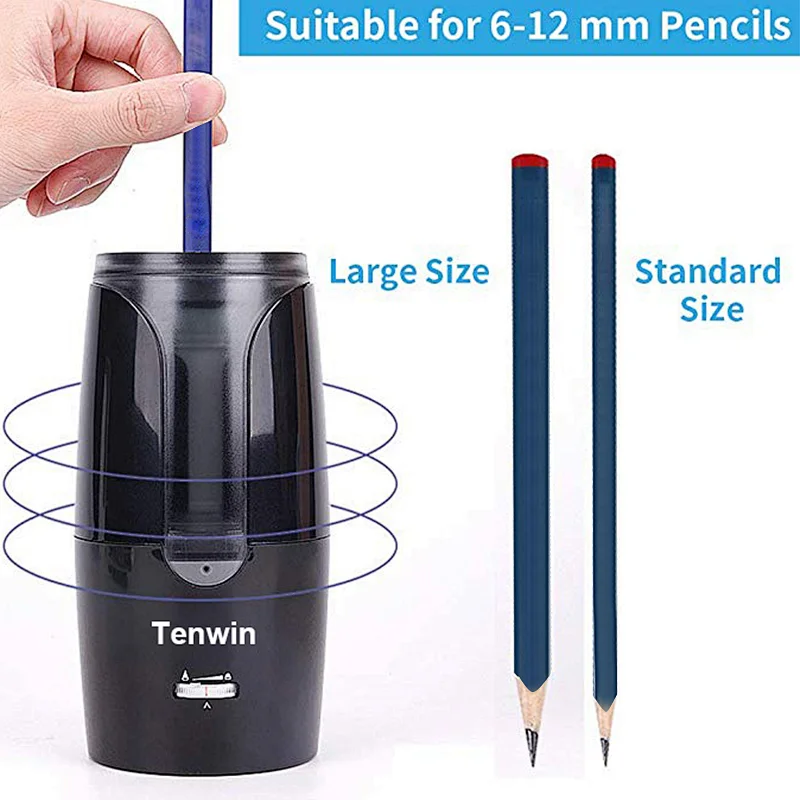 Tenwin 8028 Usb Rechargeable Jumbo Hole For Pencil Size In d8-12mm Fast Sharpening Knife Electric Pencil Sharpener In Office
