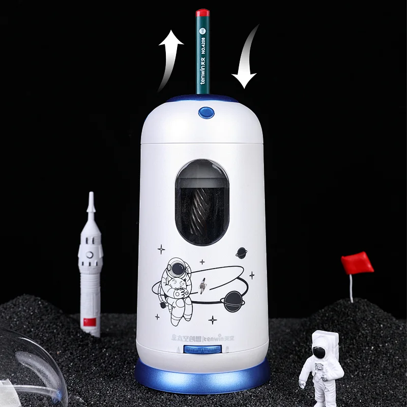 Tenwin 6803 Space Station Automatic USB Electric Pencil Sharpener School Supplies Stationery Set for Kids