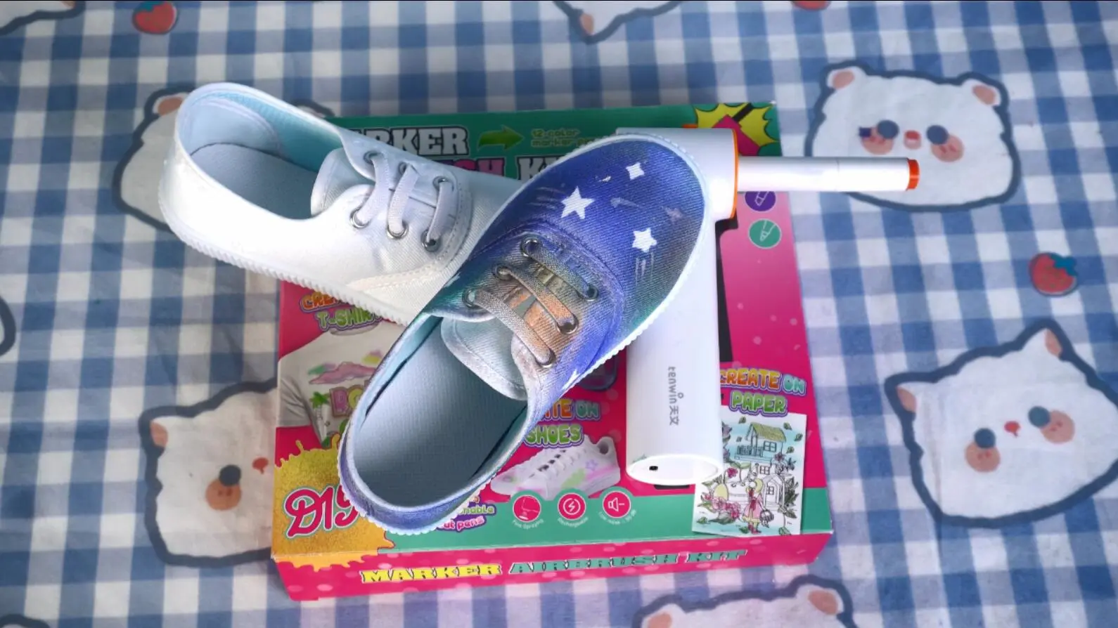 Fun action 丨 DIY cute shoes with airbrush paint gun