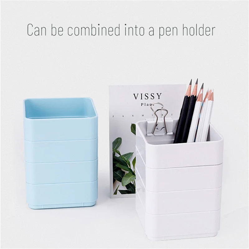 Tenwin 3222 USB DIY Novelty Office Desk Box Plastic Pen Mobile Charge Holder for Office Home School Student