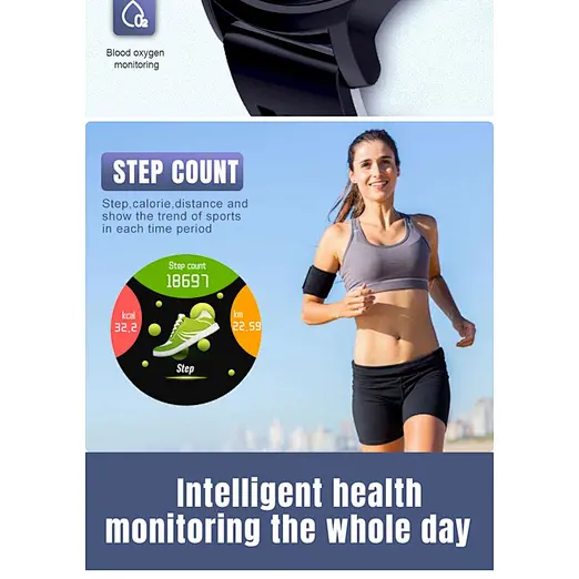 Fitness Tracker Watch Color Screen with Heart Rate Blood Pressure Monitor, Activity Tracker with Sleep Monitors, Pedometer,
