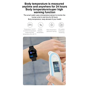 20211.7inch Full Touch Body Temperature E86 watches ECG SPO2 Bracelet Smart Watch with AI report Medical Smart Watch